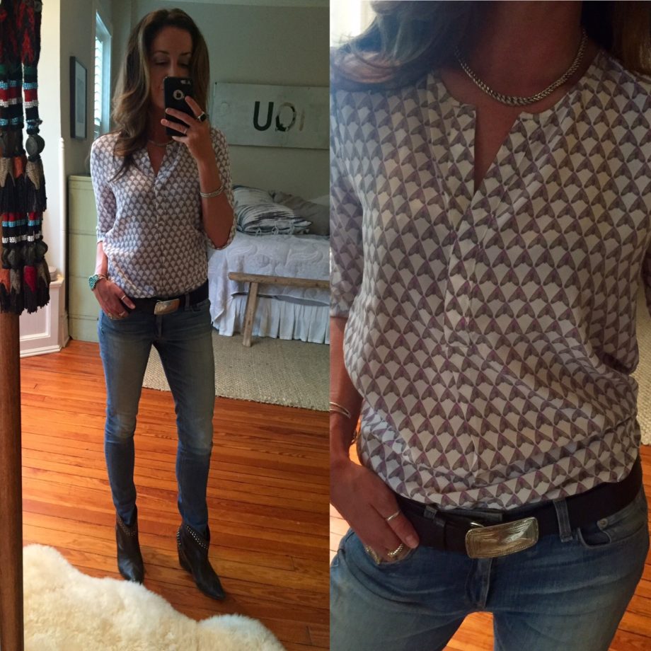 Joie moth print silk blouse